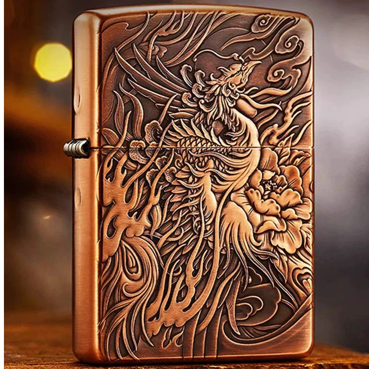 Zippo打火机纯紫铜鬼王凤凰