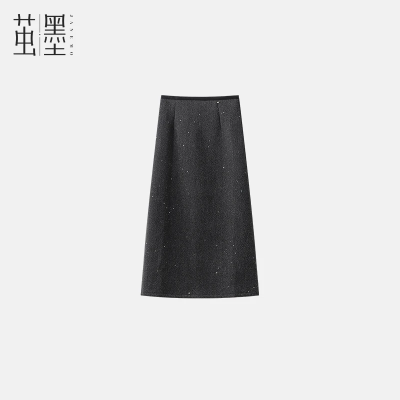 JIANMO/茧墨流星闪闪气质显瘦开叉直筒裙