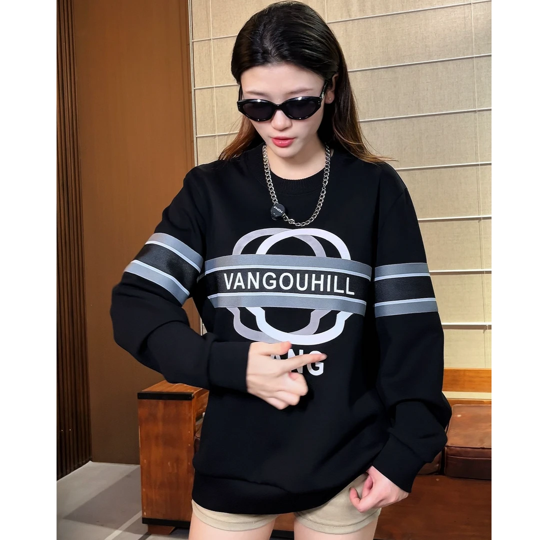 VANGOUHILL/梵高希男女同款植绒刺绣圆领时尚秋冬卫衣