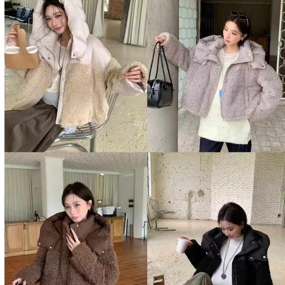 长袖修身型短款女棉服休闲毛领冬季潮流