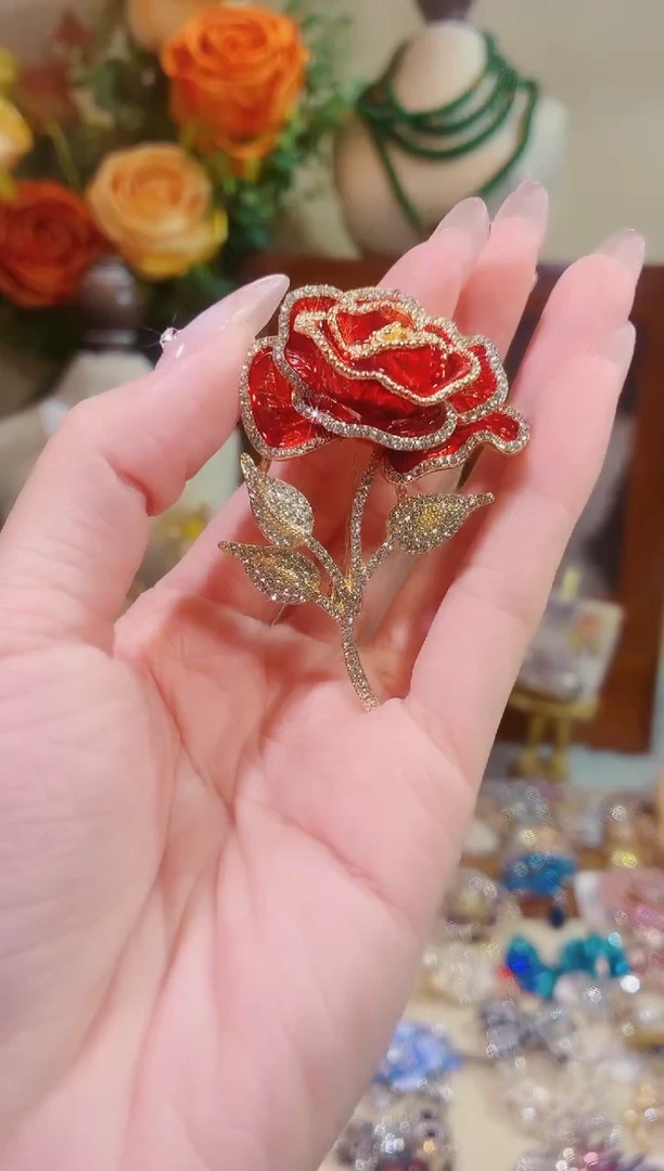 合成立方氧化锆铜合金红色玫瑰