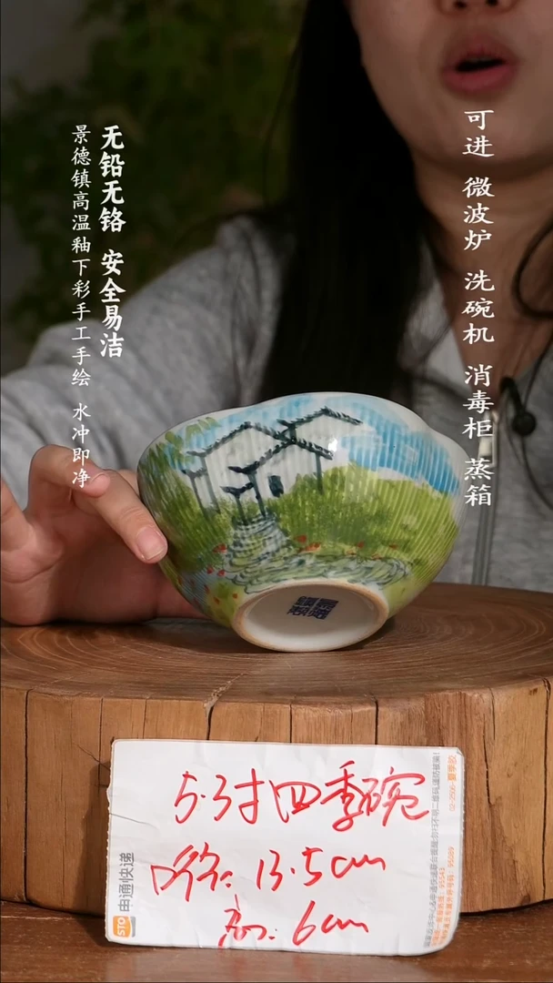 碗陶瓷景德镇高温瓷釉下彩手绘陶瓷