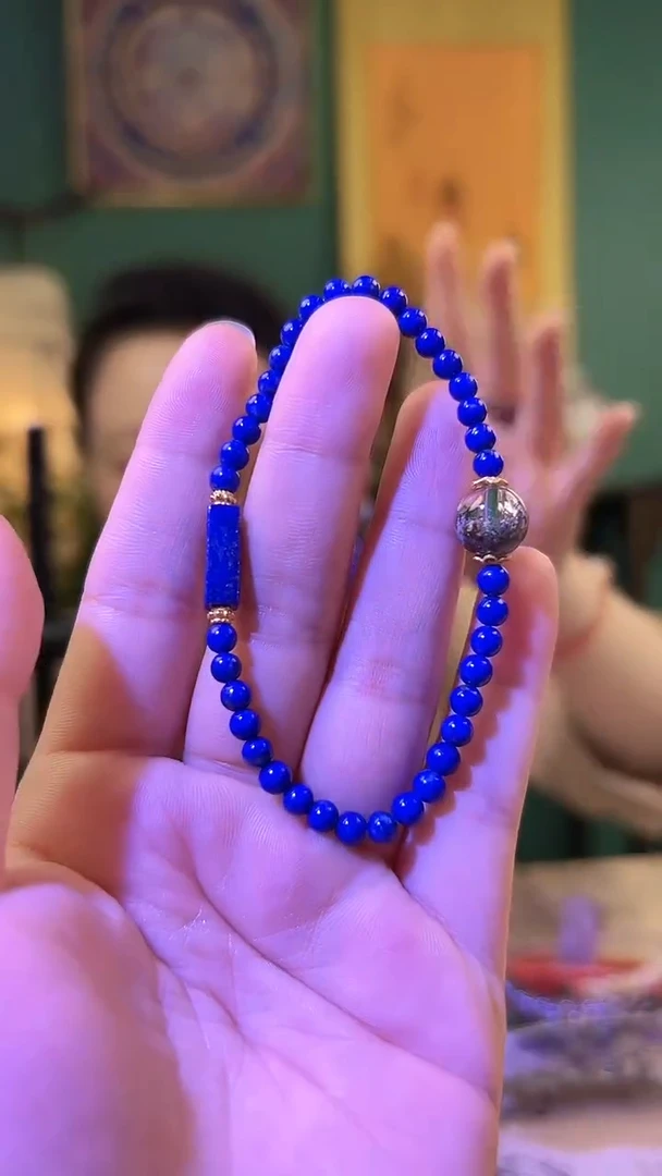 银S925镶嵌青金石手串青金石手串