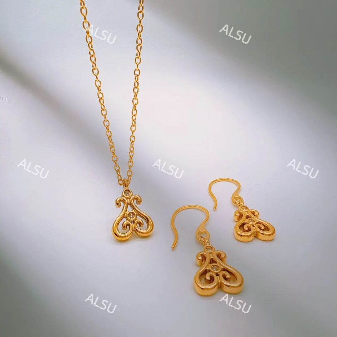 合金项链 ALSU原创经典款民族风项链耳钉两件套时尚原版升级版