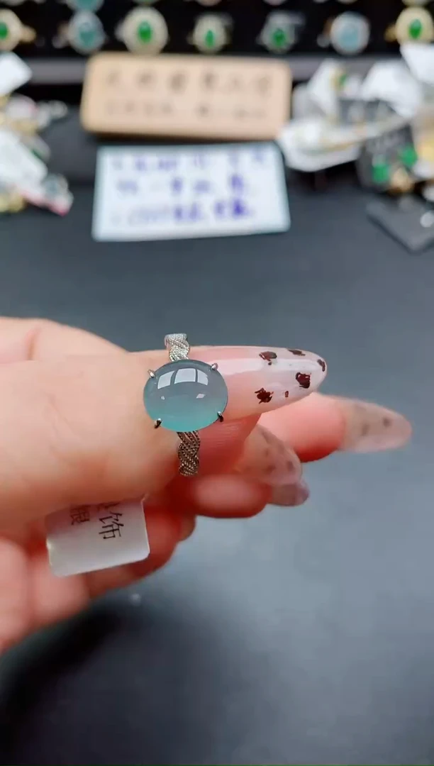 银S925镶嵌戒指翡翠1