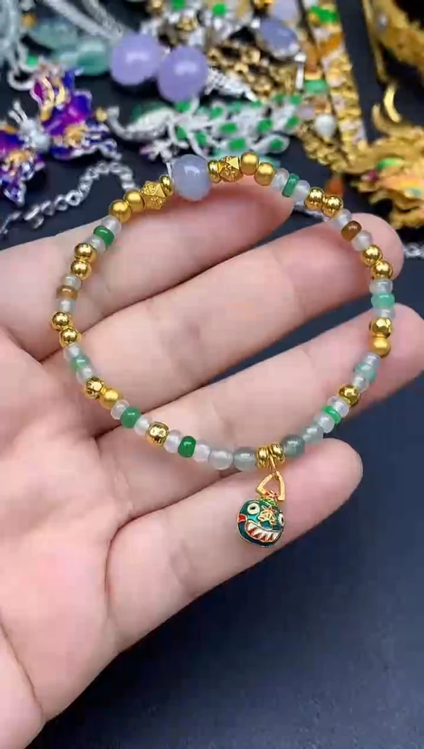 足金镶嵌手链翡翠387-春日珠宝