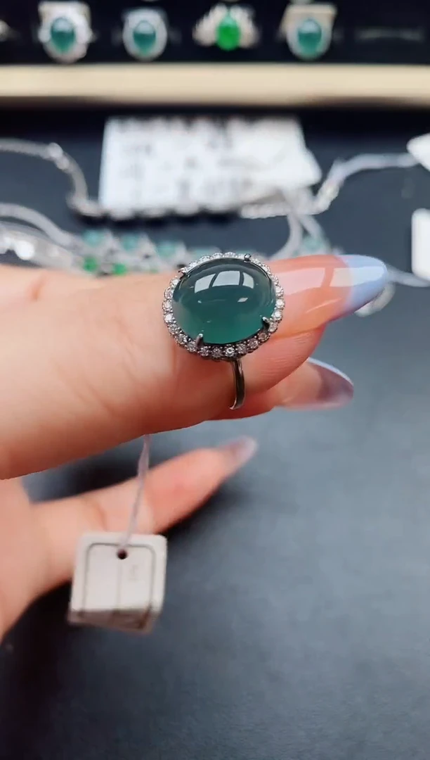 翡翠戒指银S925镶嵌2131