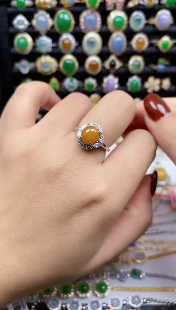 银S925镶嵌戒指翡翠9305