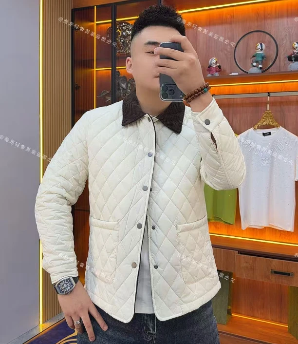 6151-1 秋冬咖领菱形格薄棉外套 欧品新款保暖外套精品时尚潮款