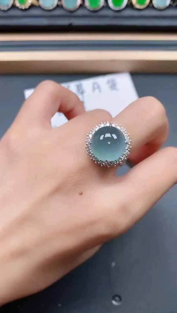翡翠戒指银S925镶嵌1111