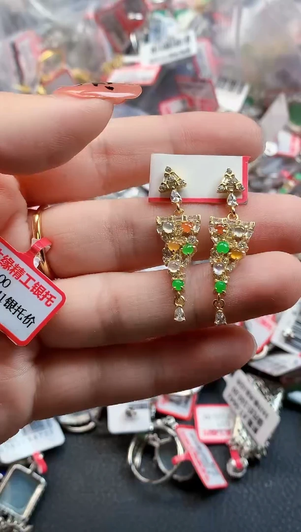 银S925镶嵌戒指翡翠天然A货缅甸翡翠