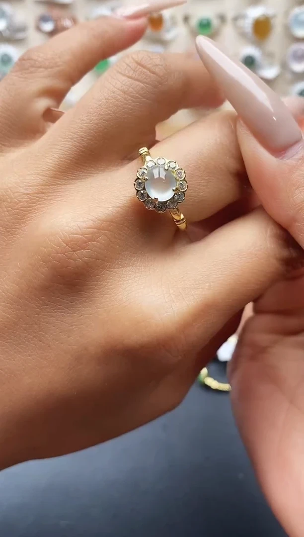 银S925镶嵌戒指翡翠缅甸天然A货翡翠2 1-10