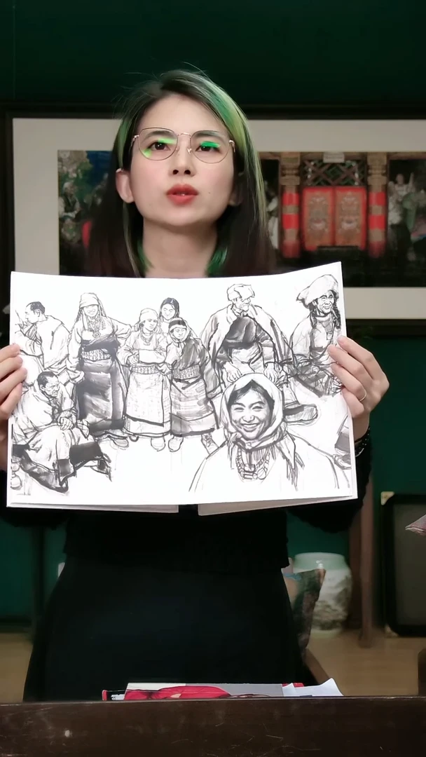 版画史国良《拉萨街头》墨稿