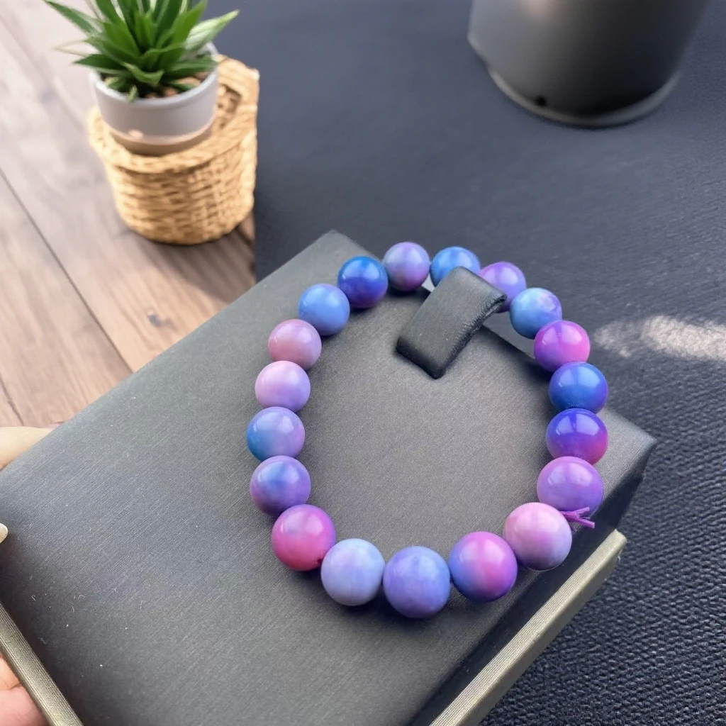 卡10mm19颗紫云母玉石玛瑙手串