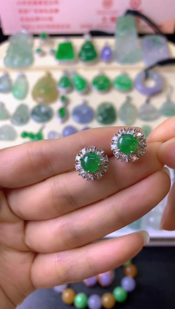 银S925镶嵌翡翠耳饰a****a耳饰