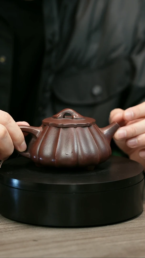 茶壶紫砂永*H1391紫泥筋纹石瓢