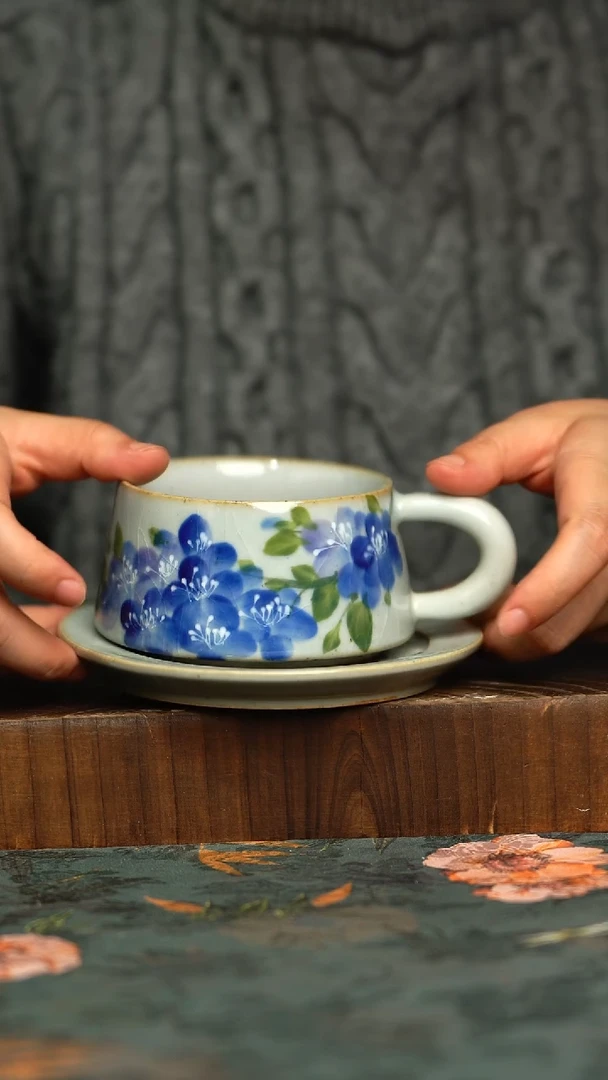 杯釉下彩手工手绘同款陶器