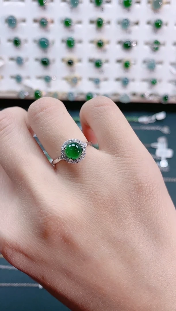 【闪购商品】翡翠戒指银S925镶嵌天然翡翠