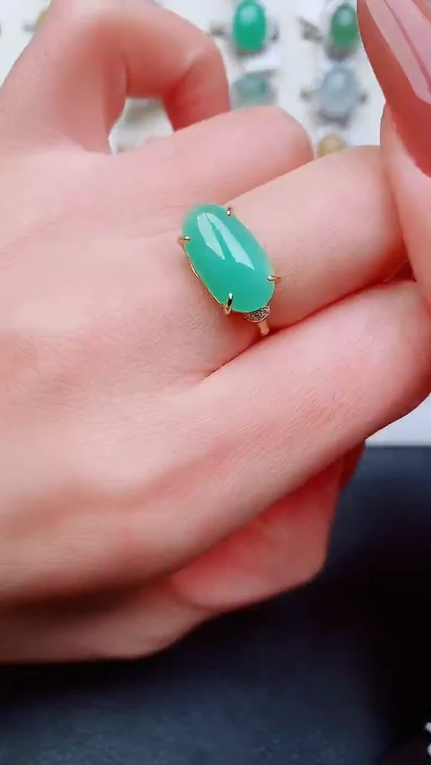 银S925镶嵌戒指翡翠...