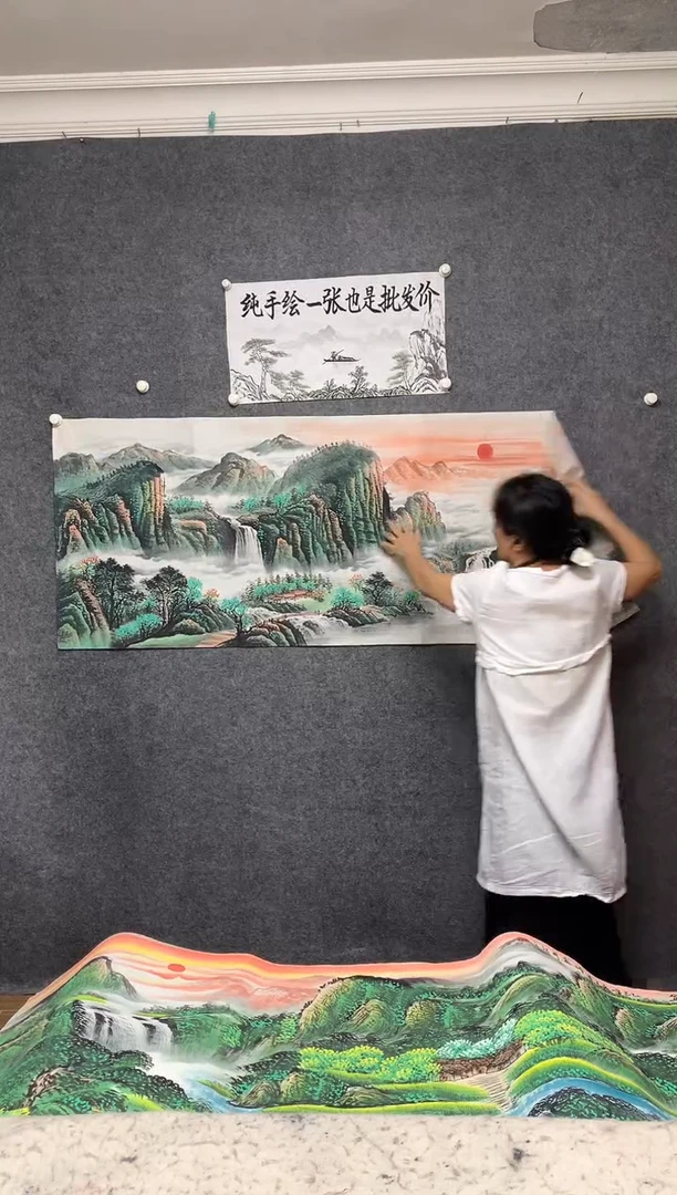 国画源远流长纯手绘画作尺寸180*70