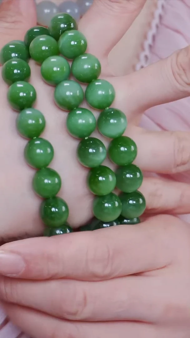 手链未镶嵌和田玉（碧玉）75【】多样性发一珠径12
