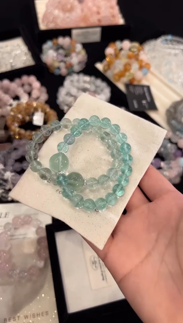 【闪购商品】水晶手链合金绿萤石手链x1435