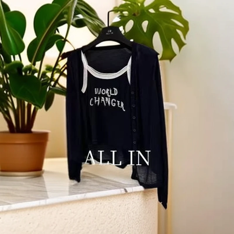 夏季百搭休闲两件套套装外披＋吊带