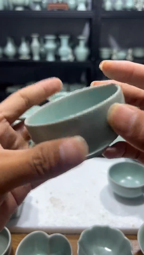 杯子仿古釉原矿汝瓷罗汉碗