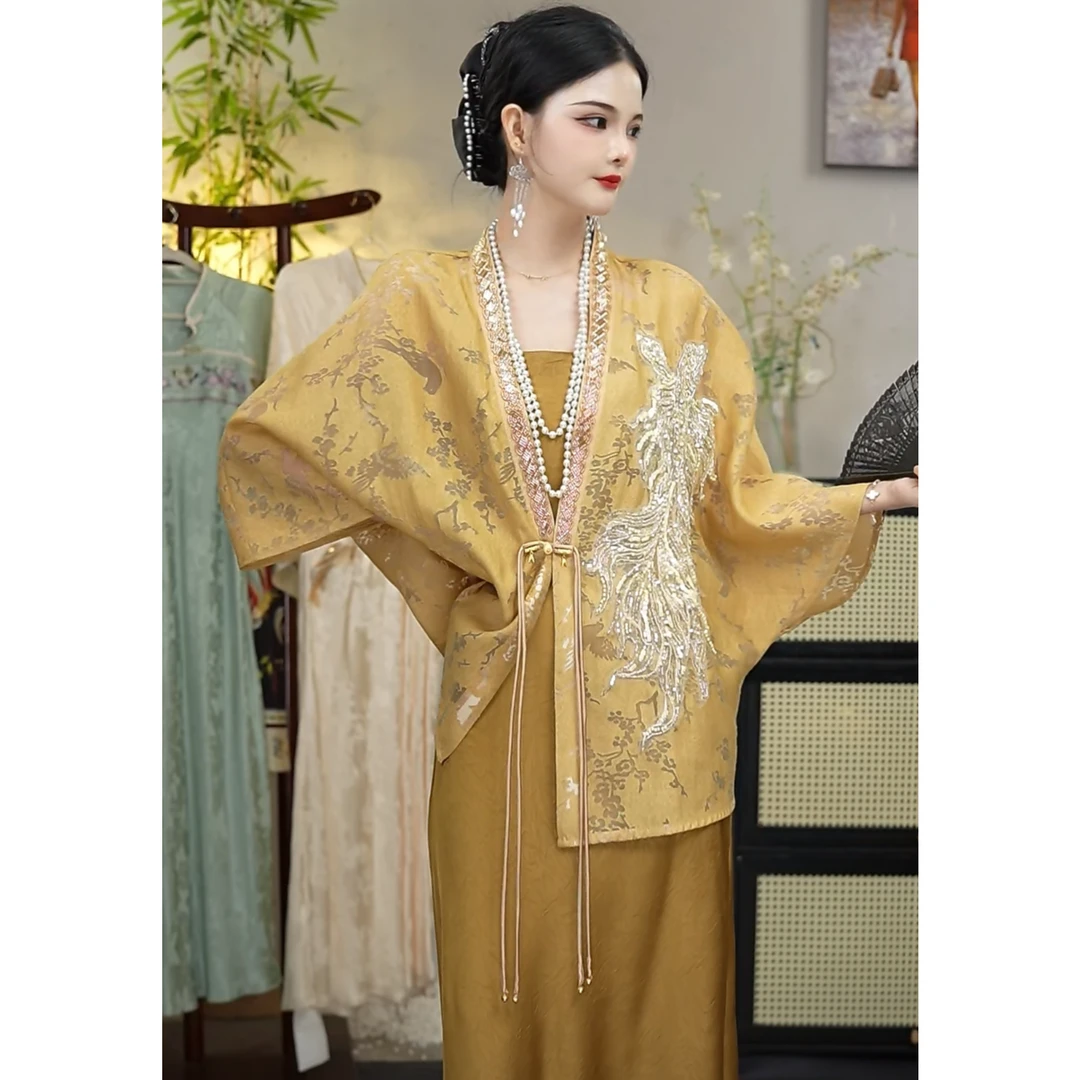 夏维莲2024夏季新款显瘦时尚新中式复古优雅女装套装（3837+3372)