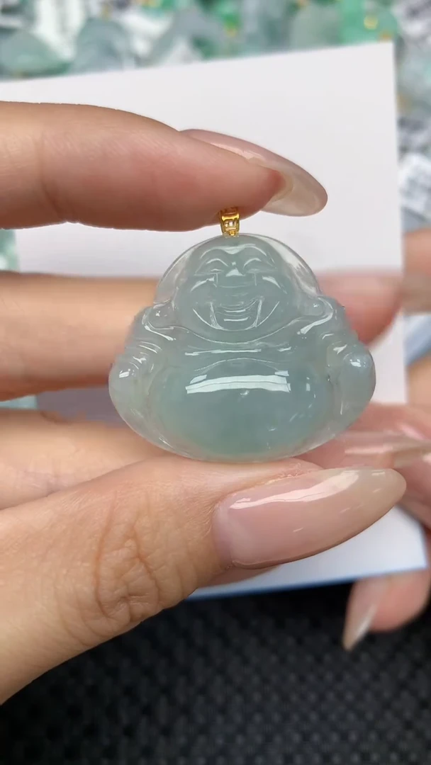 翡翠18K金镶嵌颈饰天然翡翠a货