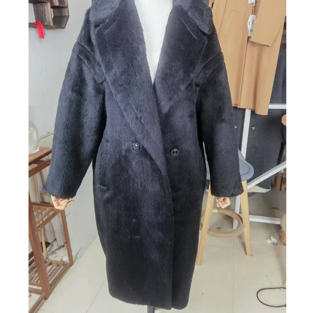 娅汀   秘鲁进口苏力羊驼绒大衣苏丽浣熊大衣