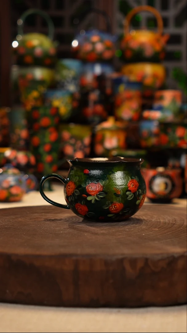 紫砂油画手绘釉下彩