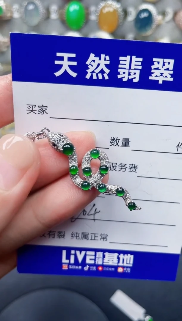 颈饰银S925镶嵌翡翠204