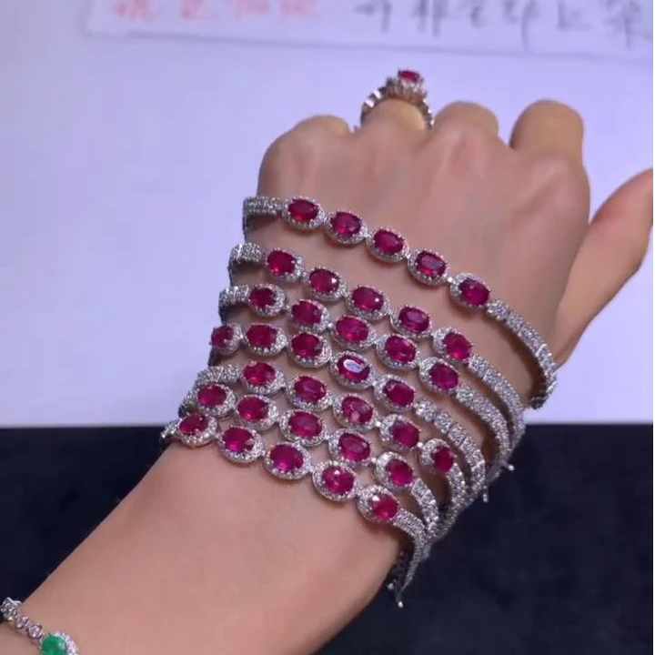 925银银制品 【逍遥】红宝旦形手链*001/15/多样性发/1件