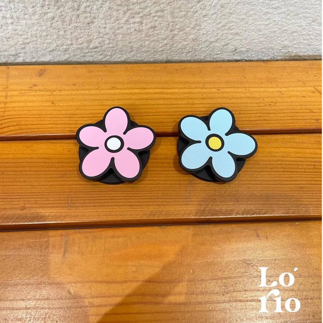 LoRio磁吸手机气囊支架粘贴式仿木亚克力粉色蓝色花朵