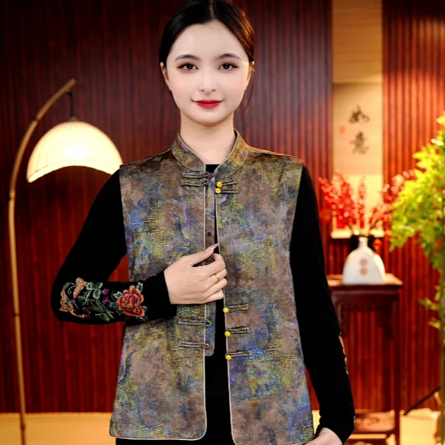 [青鼎]柒夫人高定国风新中式刺绣双面穿马甲