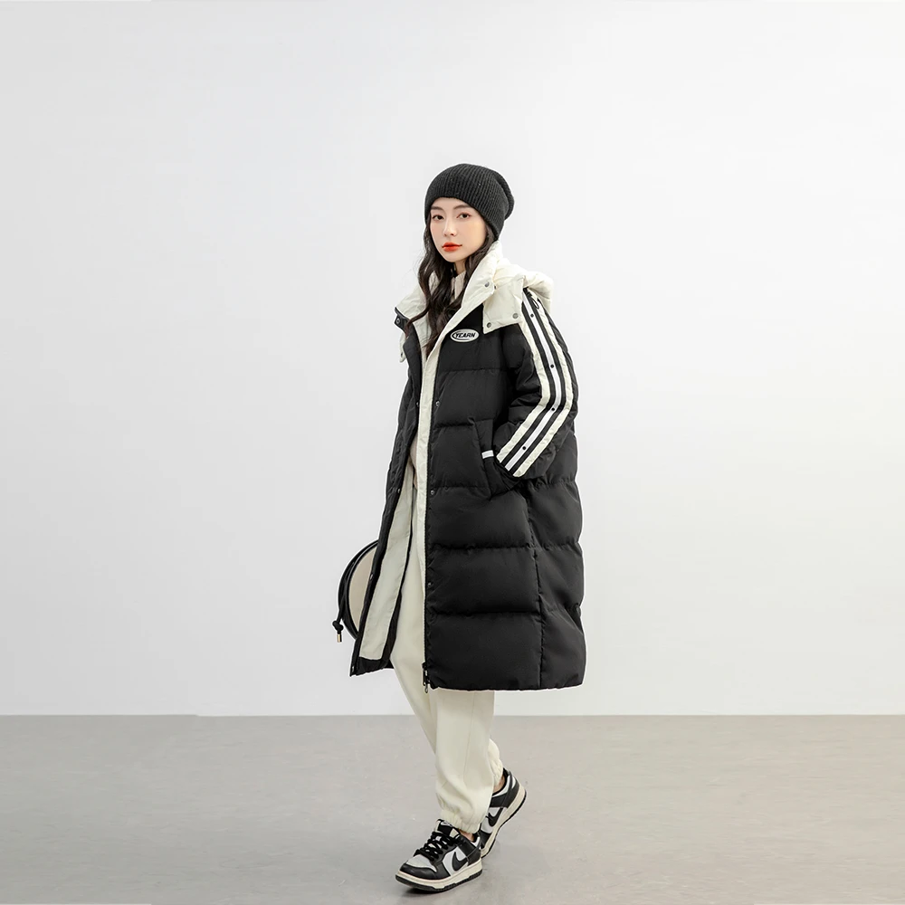 【鸭，雪】2025新品女士羽绒服宽松版型连帽90绒保暖长款HSD2301393