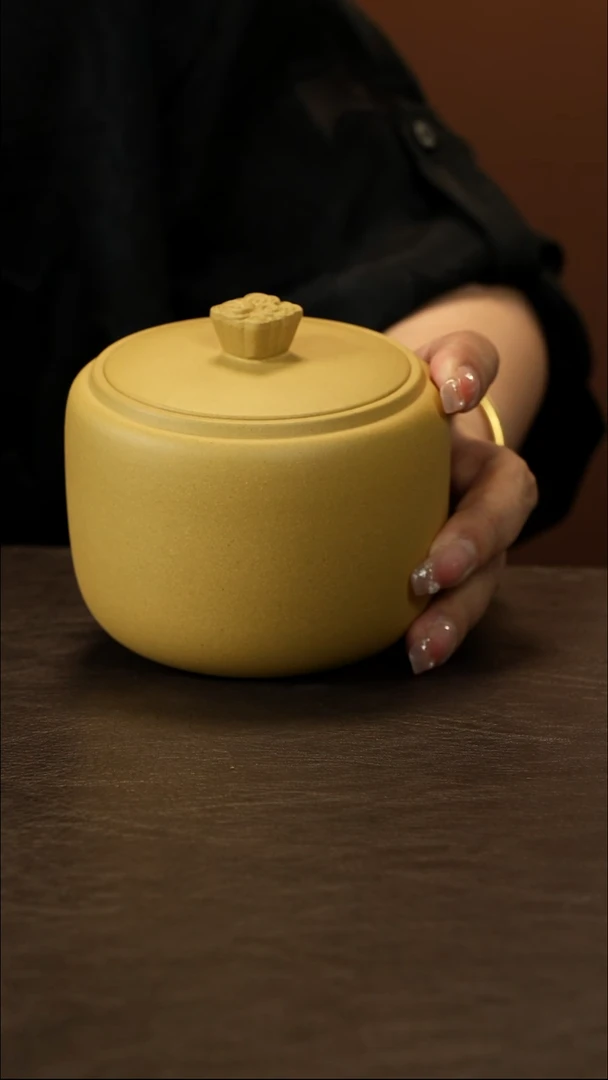 紫砂茶叶罐黄金段泥 祥云罐约150克