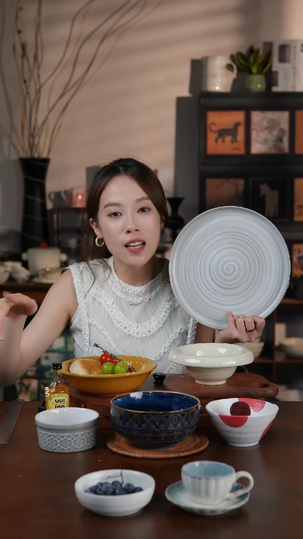 陶瓷北欧风螺纹10.2寸意面盘 早餐盘 底部粗陶 微瑕 满20发货