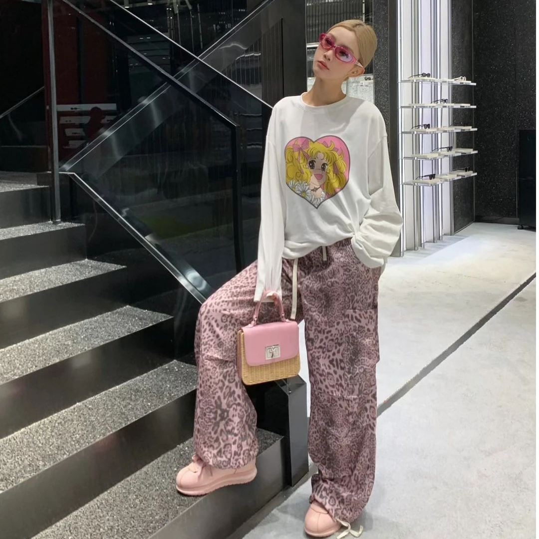 美式甜酷小众减龄卡通漫画少女印花休闲百搭宽松纯棉短袖T恤女ins