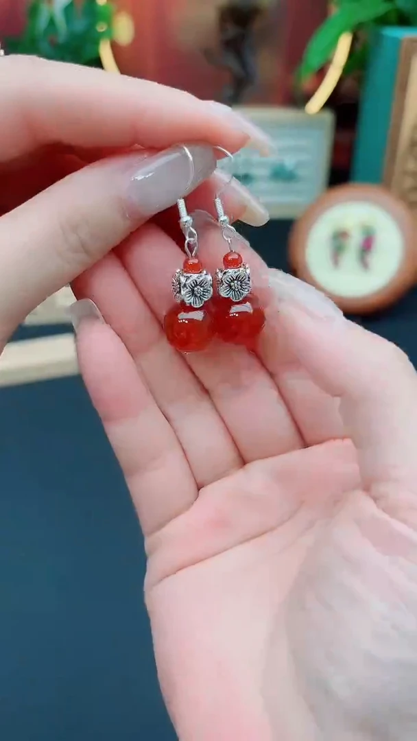 玛瑙/玉髓耳饰银S925镶嵌422000