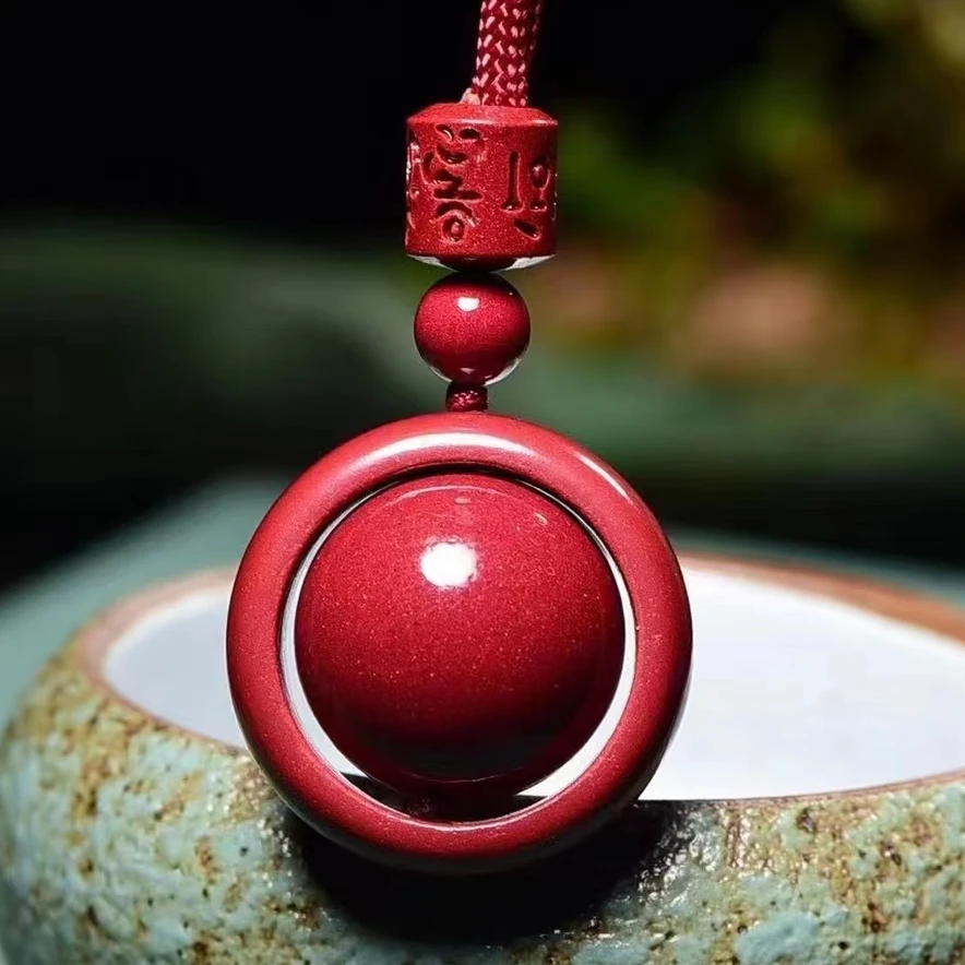 含辰砂工艺品朱砂时来圆珠紫金砂吊坠