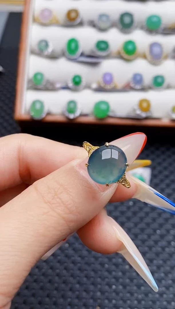 银S925镶嵌戒指翡翠6723