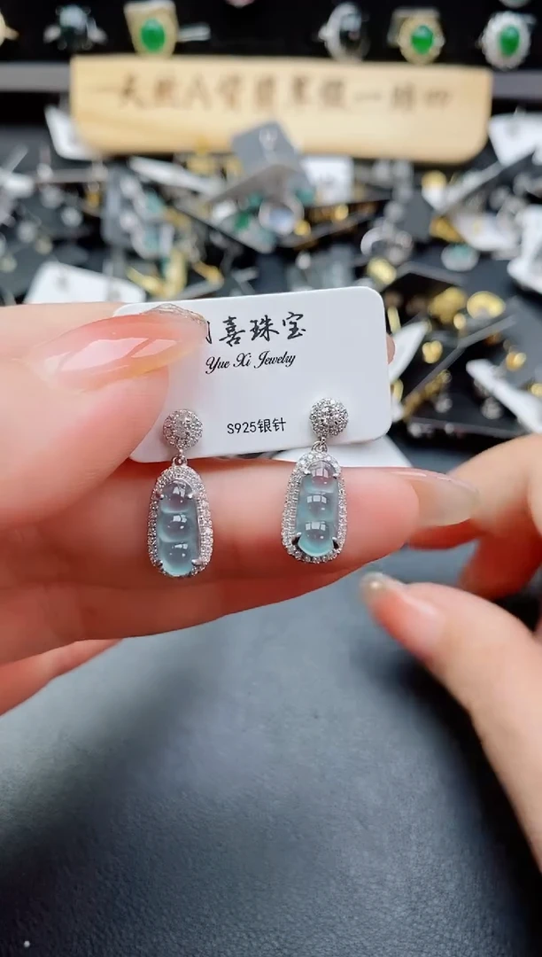 银S925镶嵌戒指翡翠1