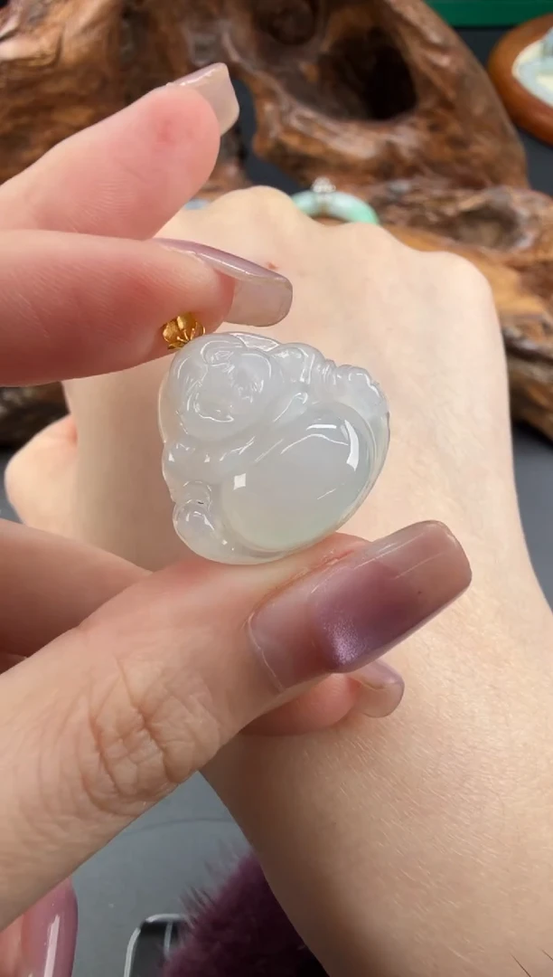 吊坠(不含链)18K金镶嵌翡翠翡翠饰品-259