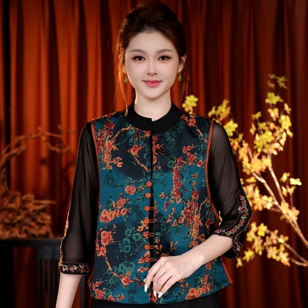 [蓝莺]媛媛高定双面双穿新中式刺绣国风马甲