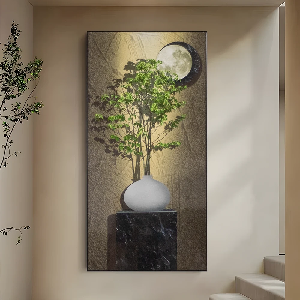 【云舒】平安如意花瓶入户玄关晶瓷镶钻装饰画走廊过道挂画80160