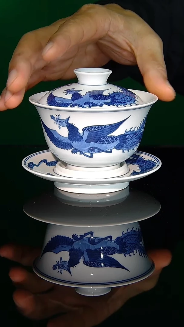 清风瓷来凤凰三才盖碗