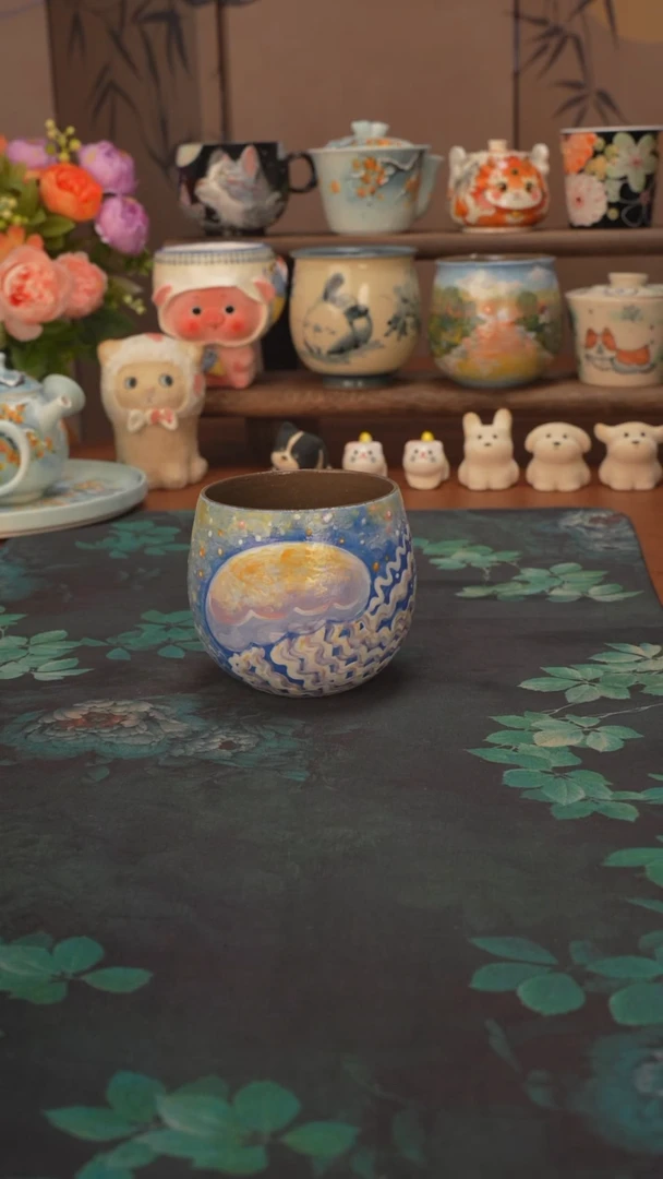 石一  炫彩水母手握杯