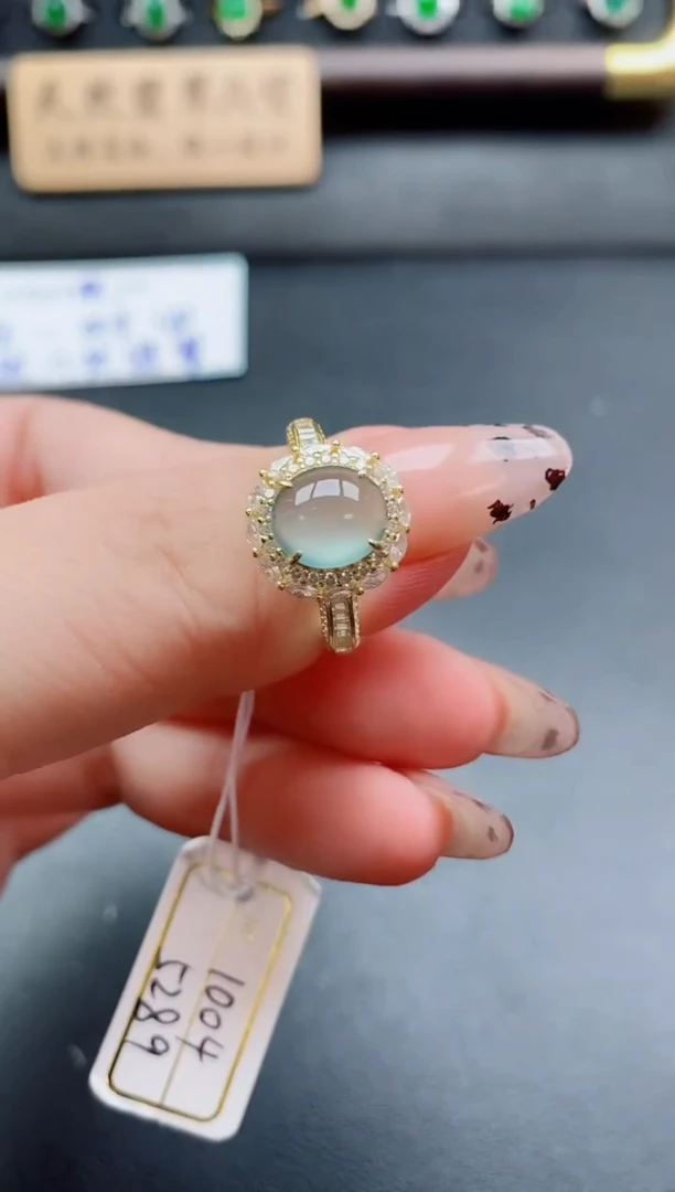 银S925镶嵌戒指翡翠1